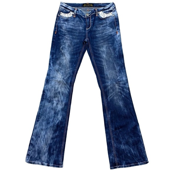 VO‎ Jeans Trendy Tie-Dye Style Blue Straight Legs Jeans Size 30 - Picture 1 of 16